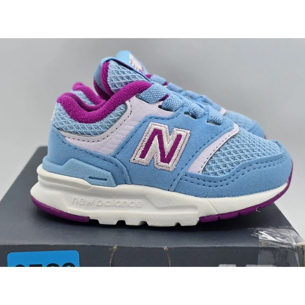 New Balance Toddlers Sz 2M Unisex 997H Bungee‎ Lace Sneaker Blue Purple - NEW
